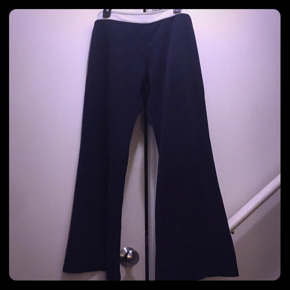 Navy wide legged stretch pants